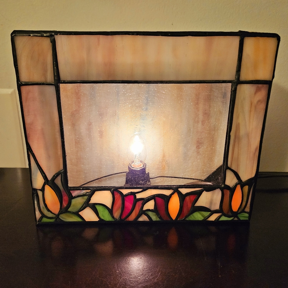 Vintage stained glass light/picture frame box